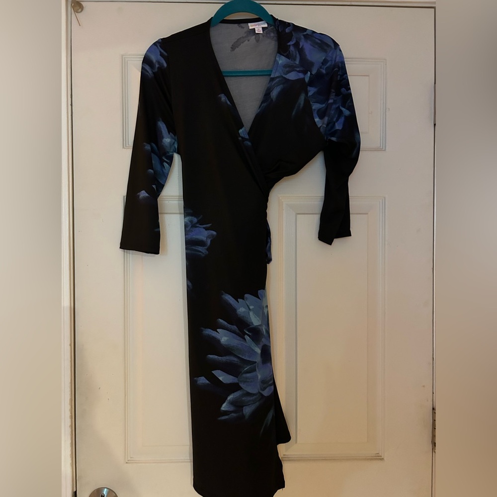 Lularoe Michelle wrap dress with blue flowers